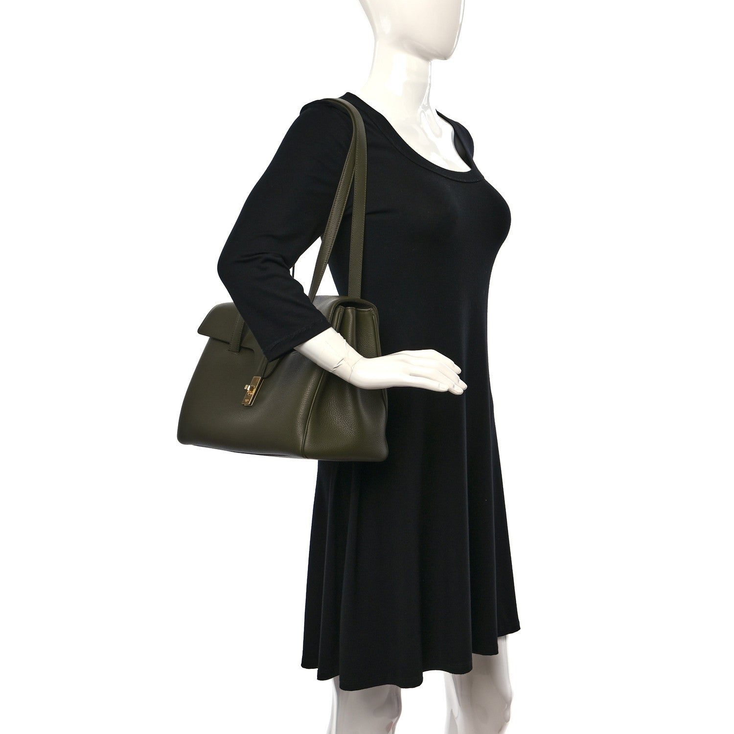 Celine Grained Calfskin Medium Soft 16 Bag Dark Olive 2 of 10