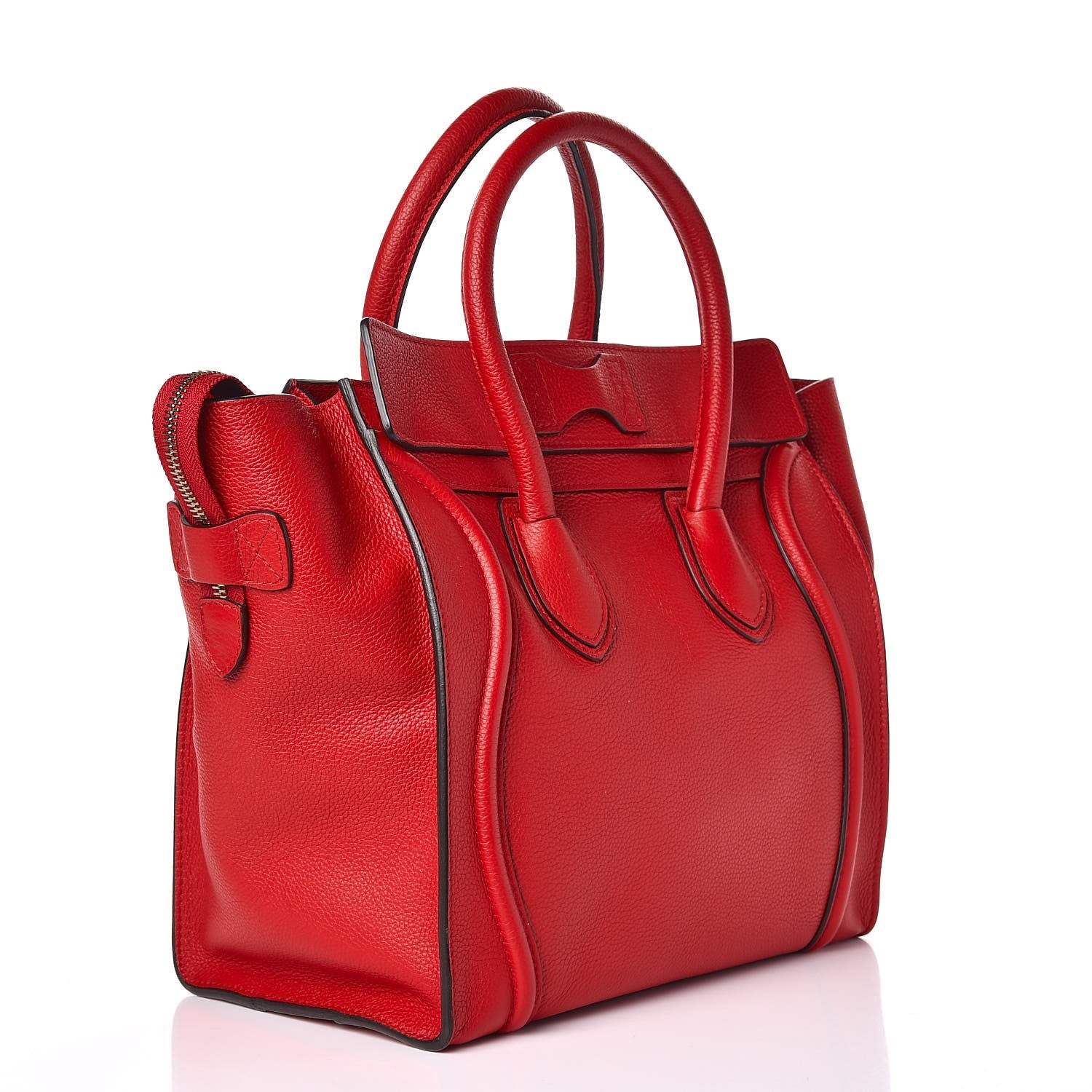 Celine Drummed Calfskin Mini Luggage Coquelicot 3 of 8