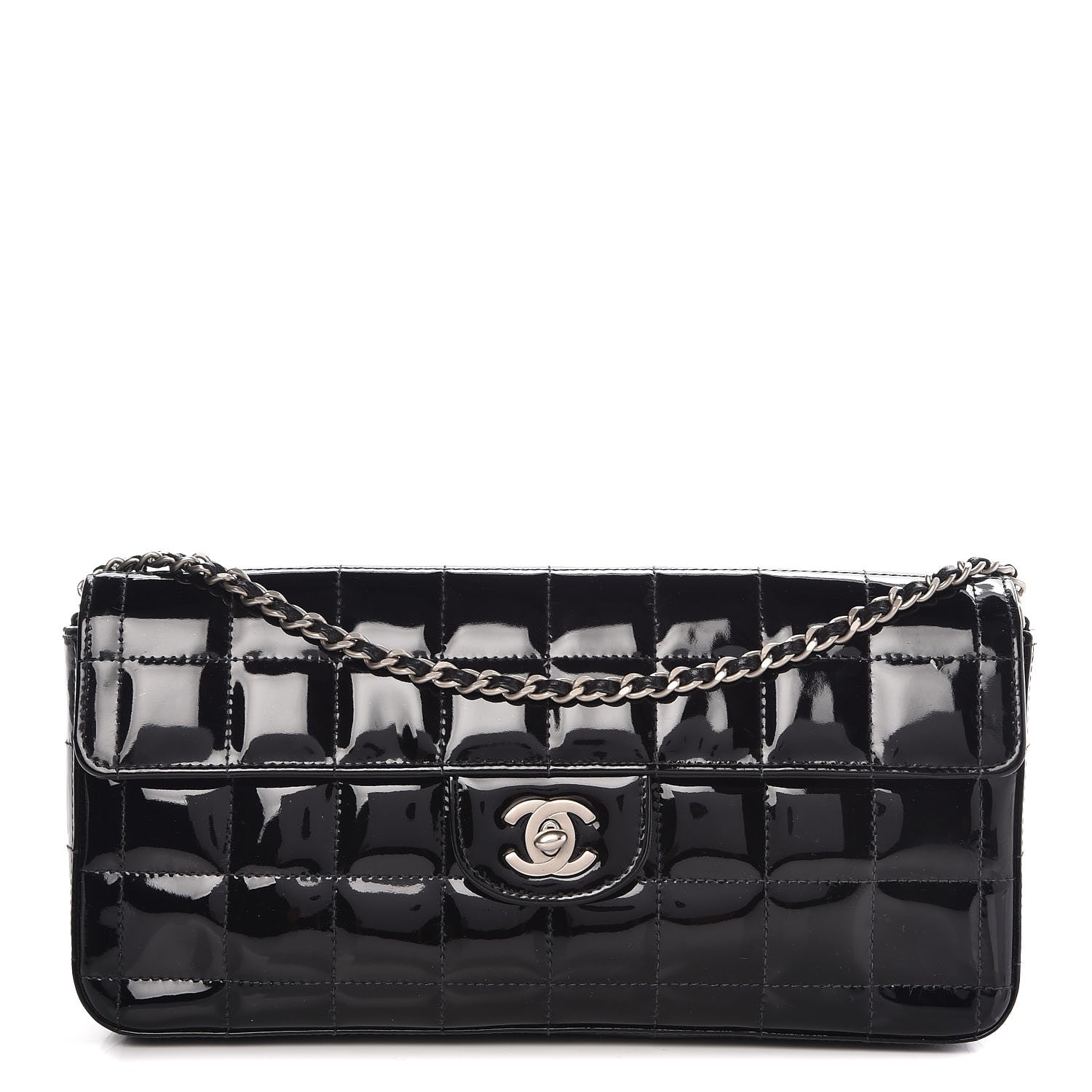 Chanel Patent East West Chocolate Bar Flap Black 1 of 9