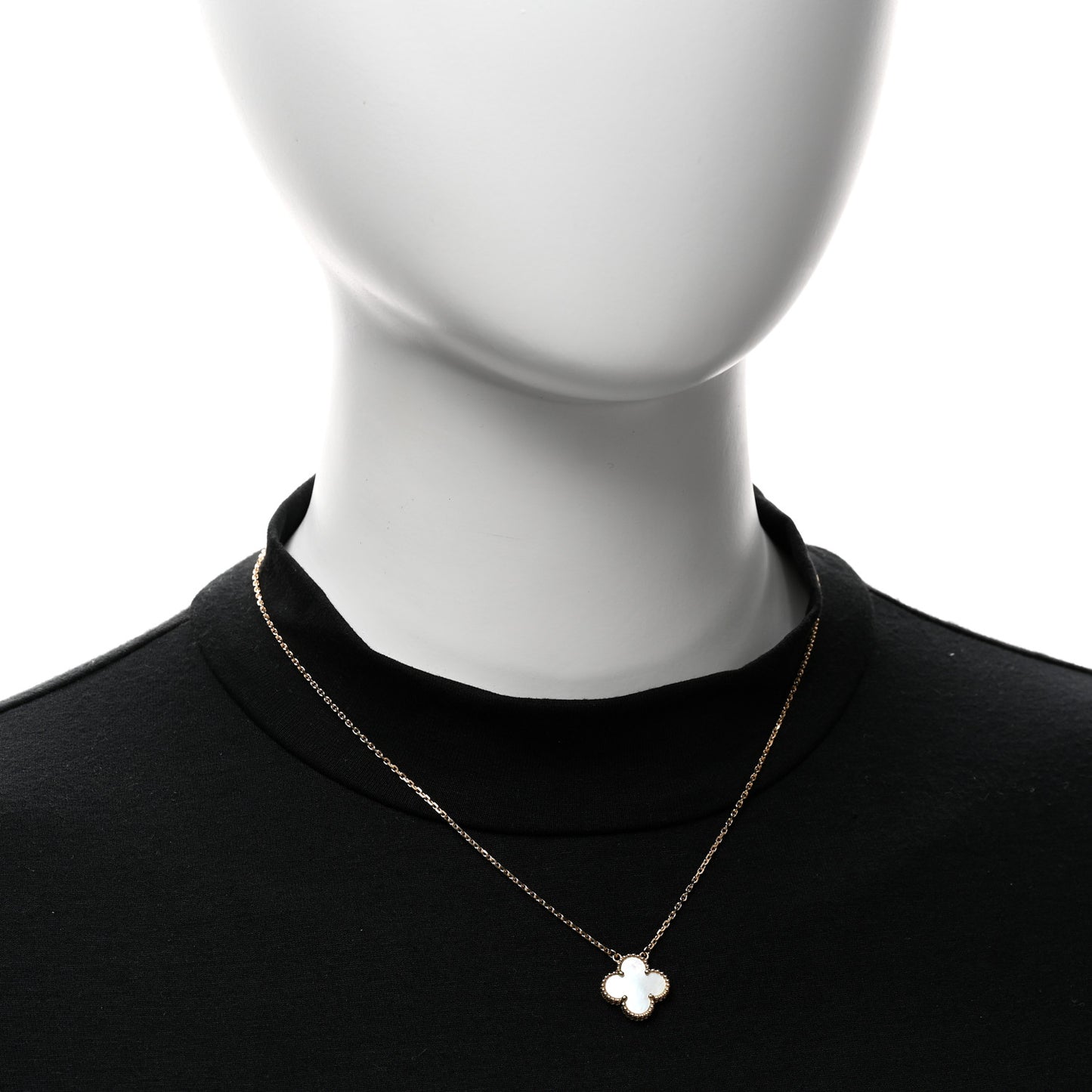 18K Yellow Gold Mother of Pearl Vintage Alhambra Pendant Necklace