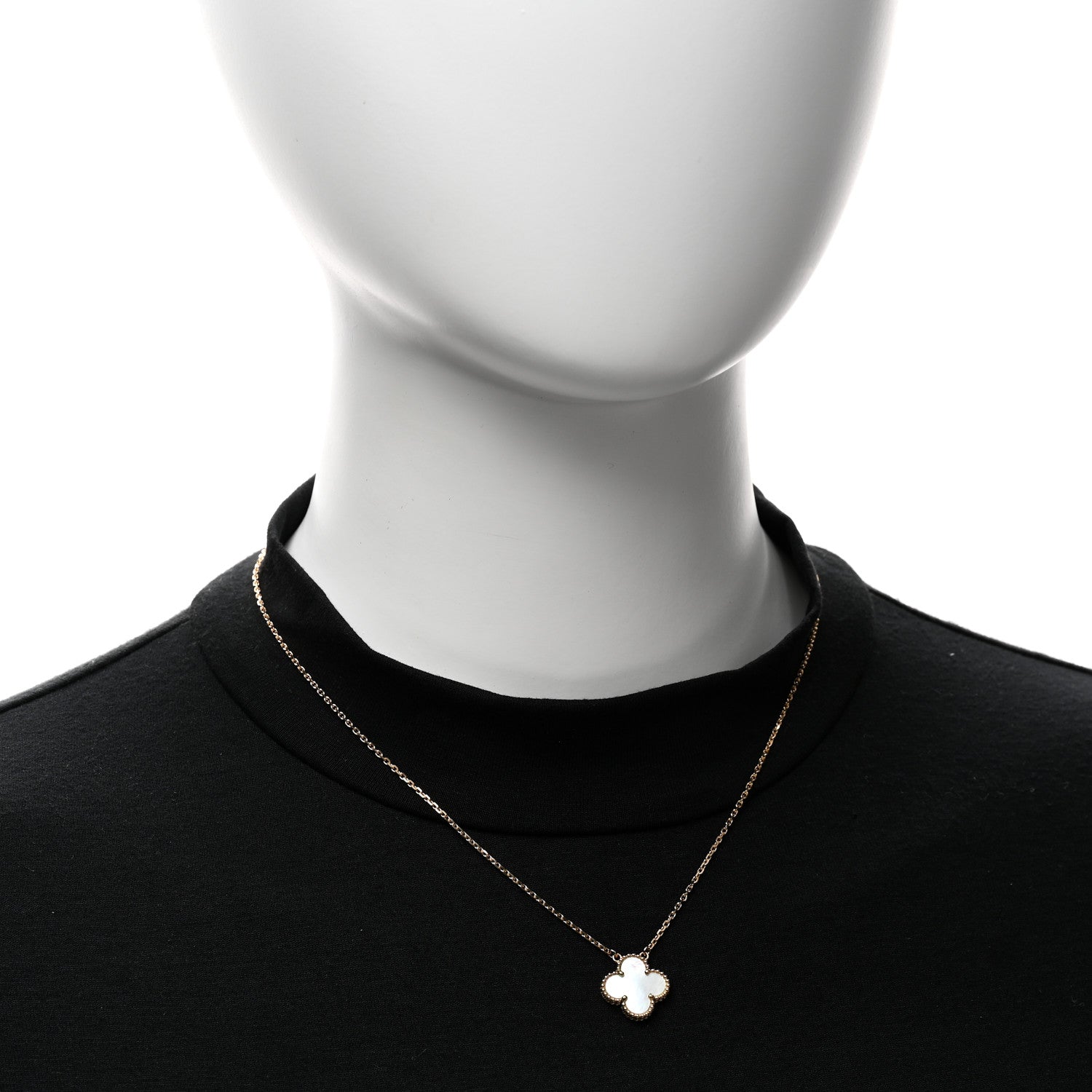 Van Cleef & Arpels 18K Yellow Gold Mother of Pearl Vintage Alhambra Pendant Necklace 2 of 6