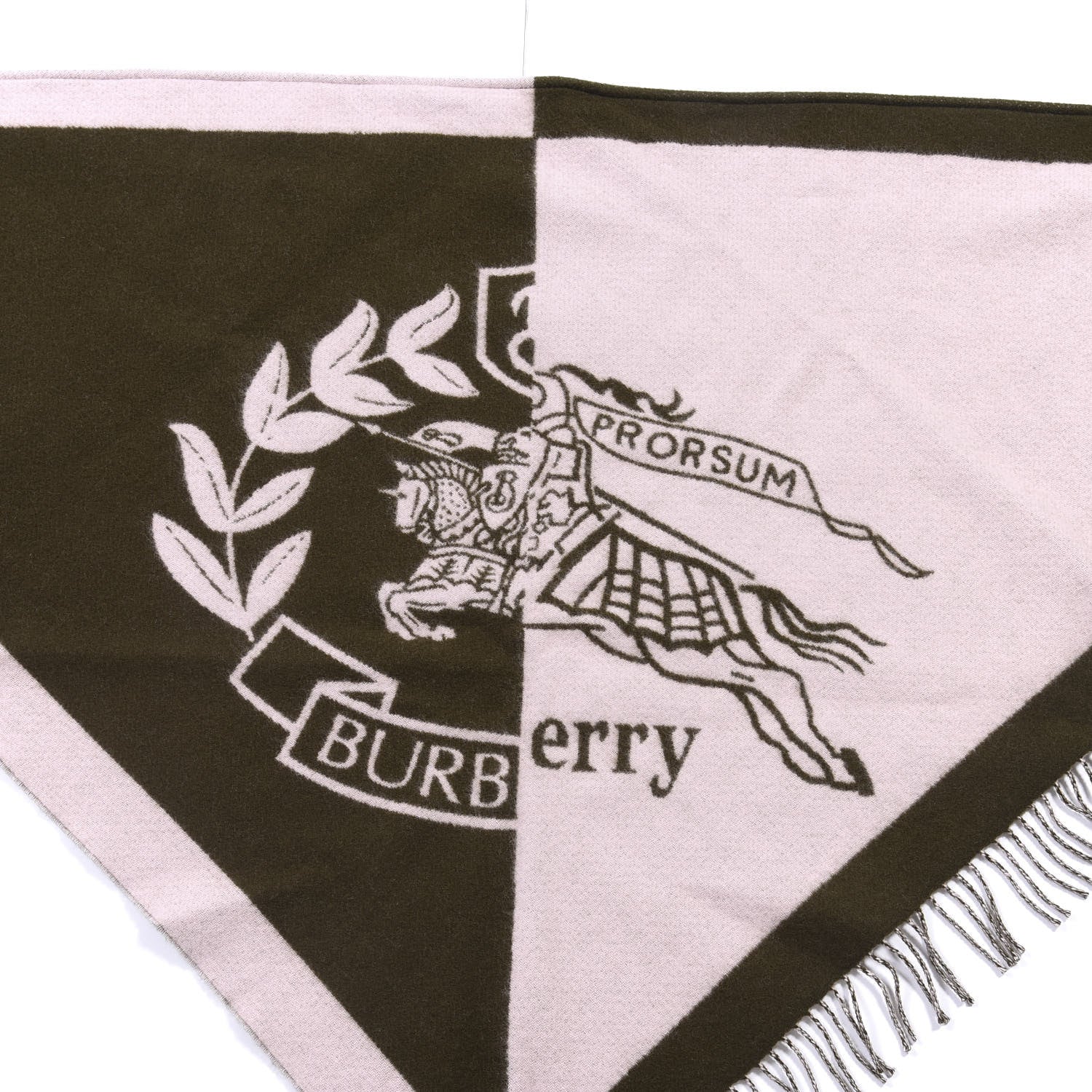 Burberry Cashmere Wool Graphic Crest Bandana Scarf Chalk Pink 3 of 3