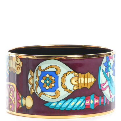 Hermes Enamel Printed Flacons Extra Wide Bracelet 70 Raisin 3 of 6