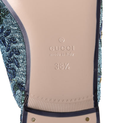 Gucci Iridescent Brocade Womens Princetown Slippers 38.5 Azure Multicolor Oro 8 of 10
