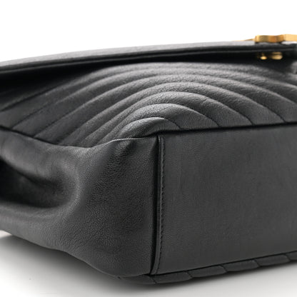 Saint Laurent SAINT LAURENT Sheepskin Matelasse Chevron Monogram Large College Satchel Black 9 of 10