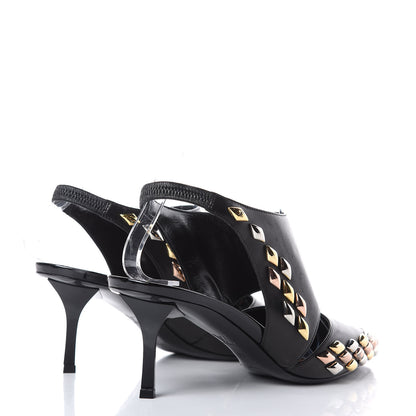 Louis Vuitton Calfskin Studded Gold Rush Slingback Pumps 37 Black 4 of 12