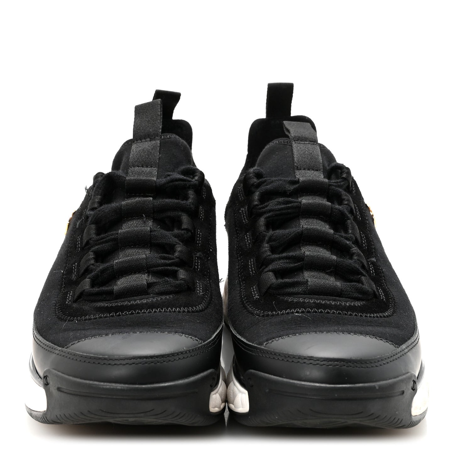 Velvet Calfskin Mixed Fibers CC Sneakers 38 Black
