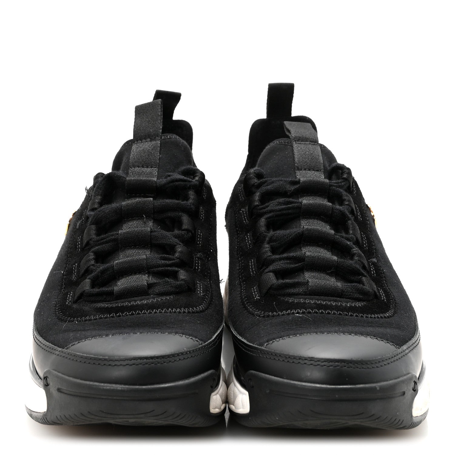 Chanel Velvet Calfskin Mixed Fibers CC Sneakers 38 Black 3 of 10