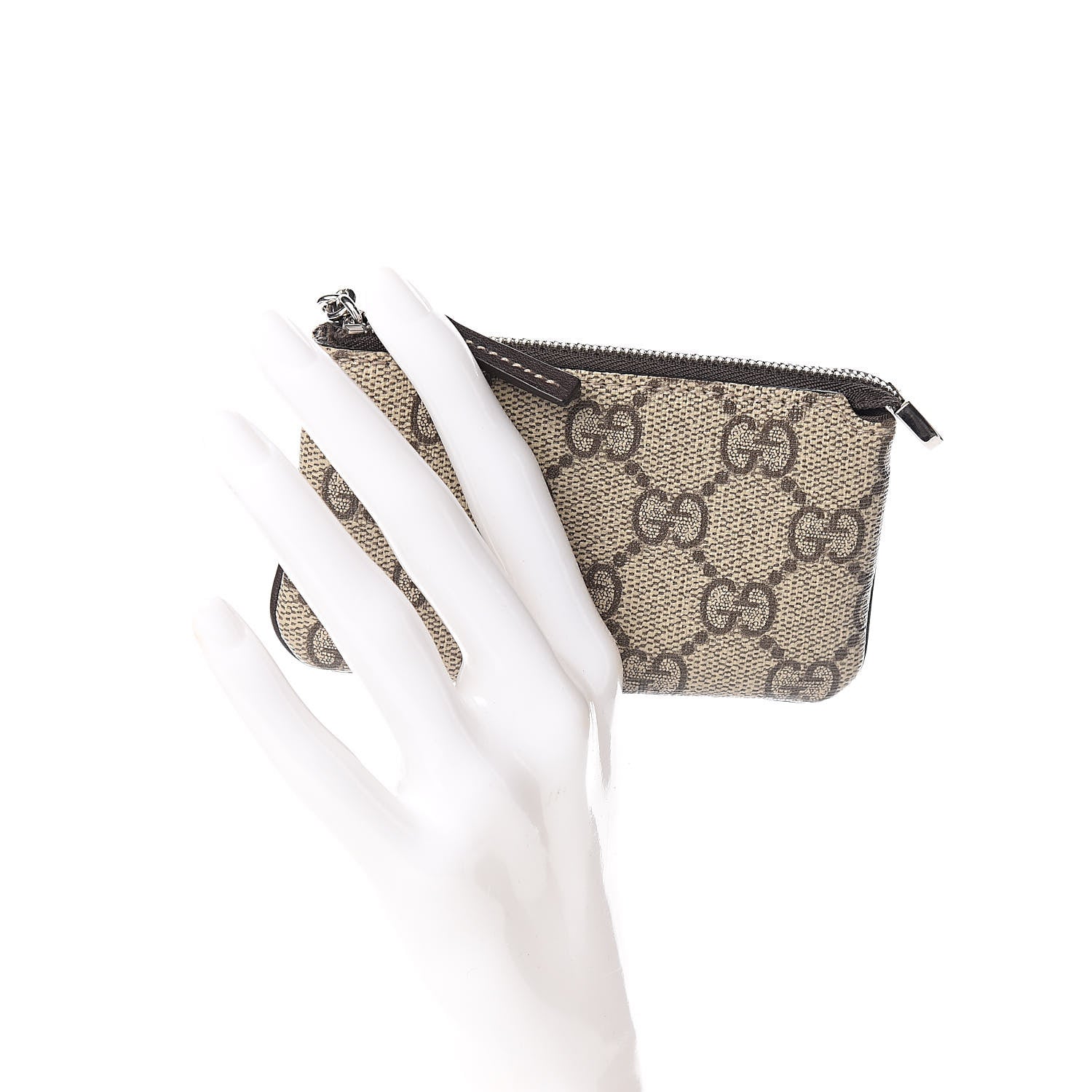 Gucci GG Supreme Monogram Selleria Key Case Beige Ebony Cocoa 2 of 8