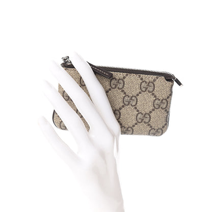 Gucci GG Supreme Monogram Selleria Key Case Beige Ebony Cocoa 2 of 8