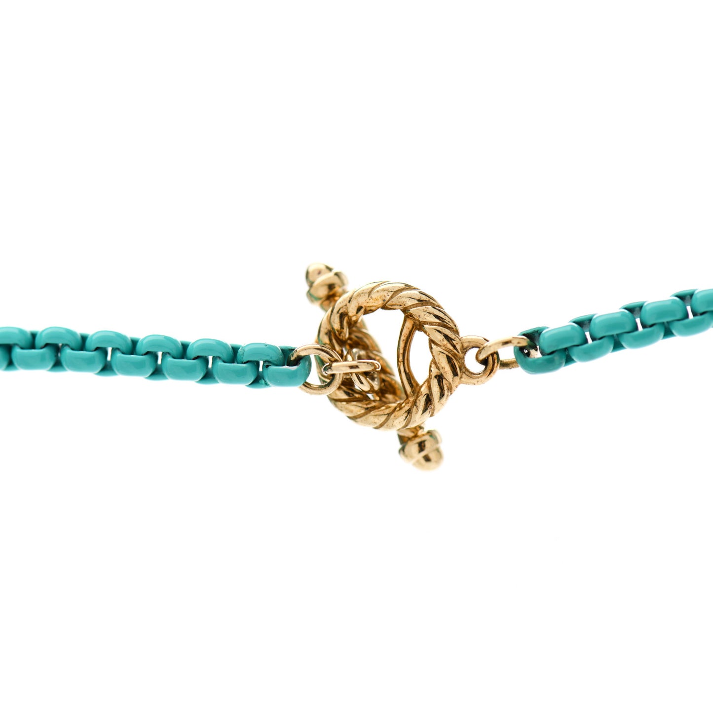Stainless Steel 14K Yellow Gold Acrylic Bel Aire Chain Necklace Turquoise