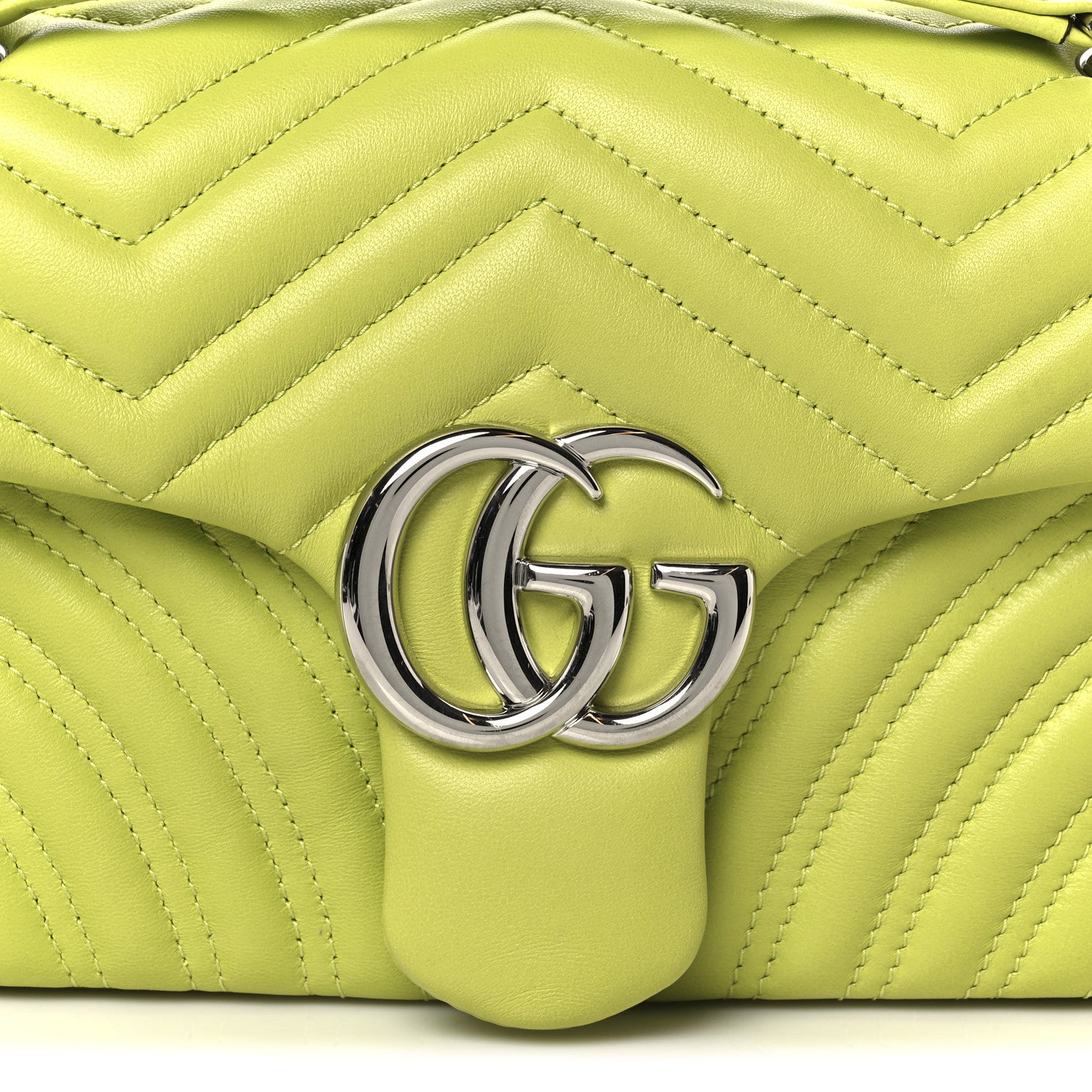 Gucci Calfskin Matelasse Medium GG Marmont Shoulder Bag Bright Green 9 of 11