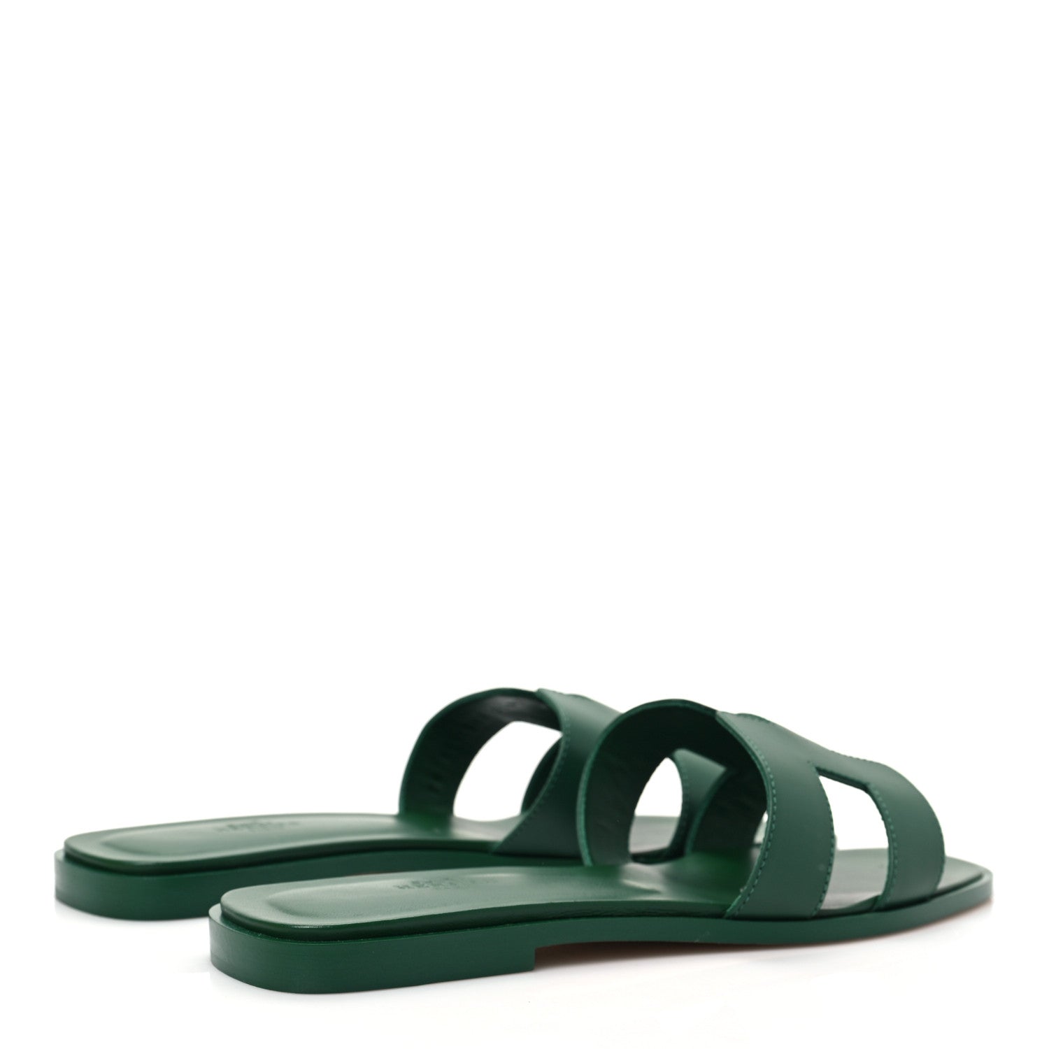 Hermes Calfskin Oran Sandals 39.5 Vert Electrique 4 of 9