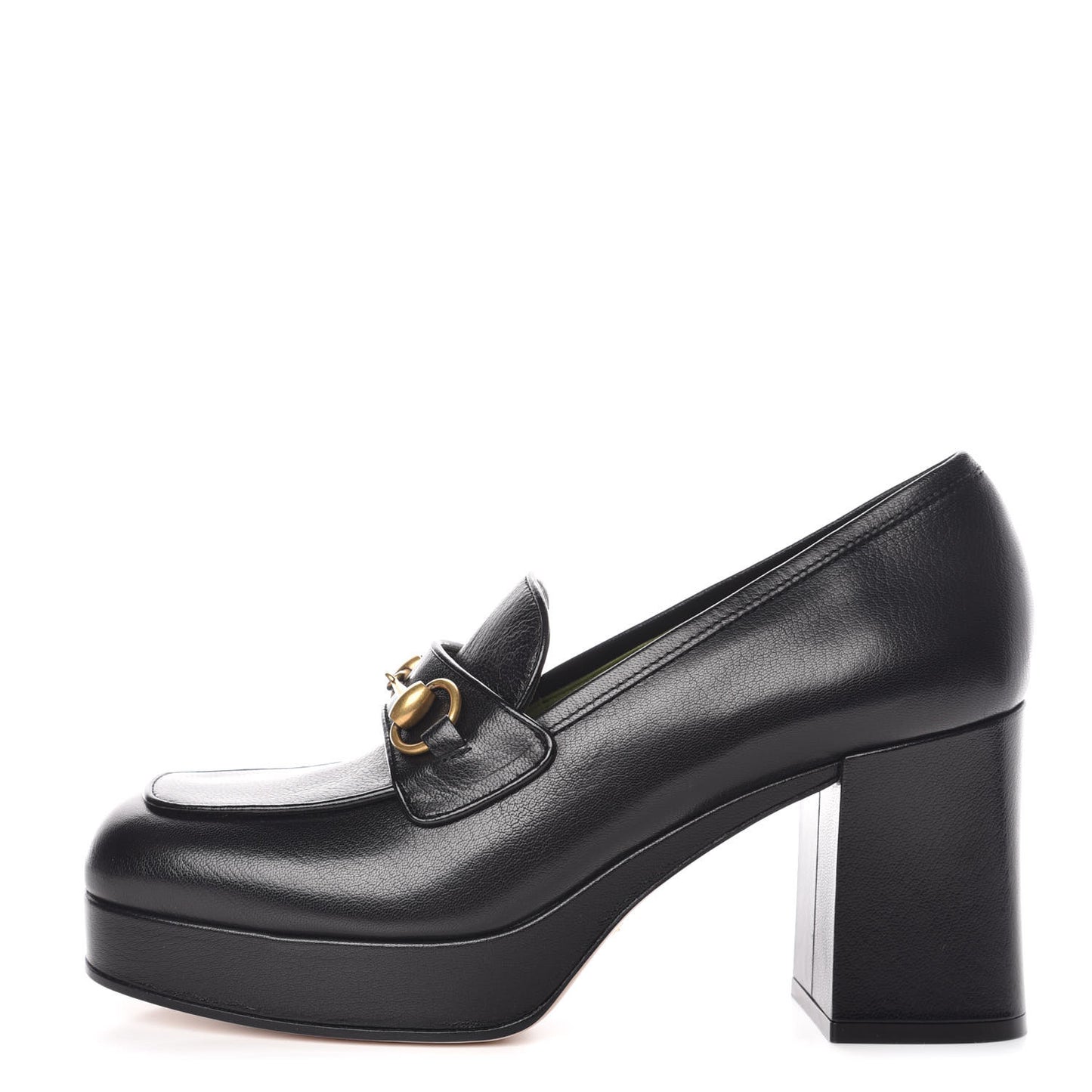 Goatskin Houdan Mid Heel Platform Loafers 40 Black