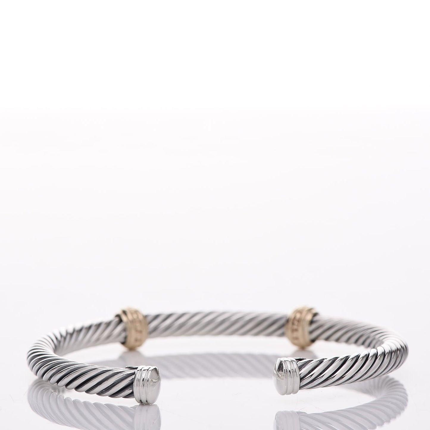 Sterling Silver 14K Yellow Gold 5mm Cable Classics Two Station Bracelet