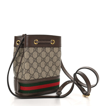 Gucci GG Supreme Monogram Web Mini Ophidia Bucket Bag Brown 3 of 11
