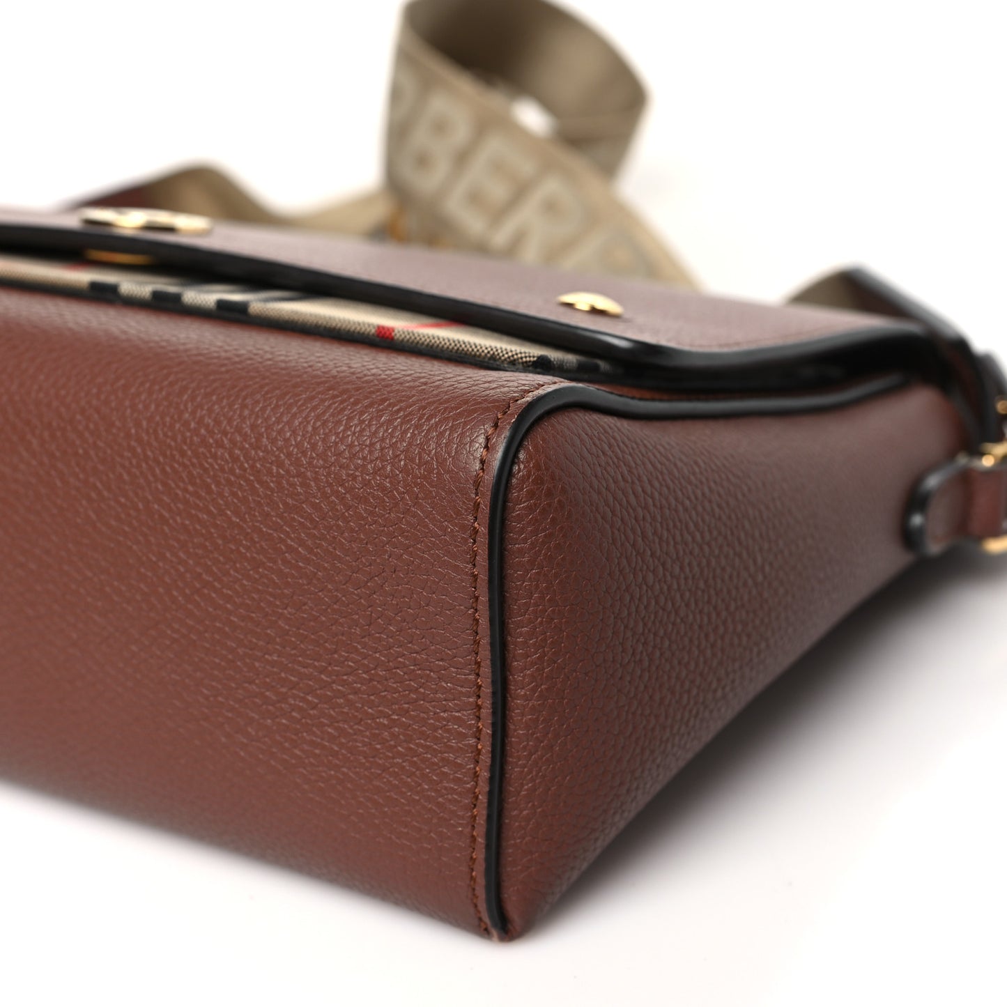 Grainy Calfskin Vintage Check Note Crossbody Bag Malt Brown