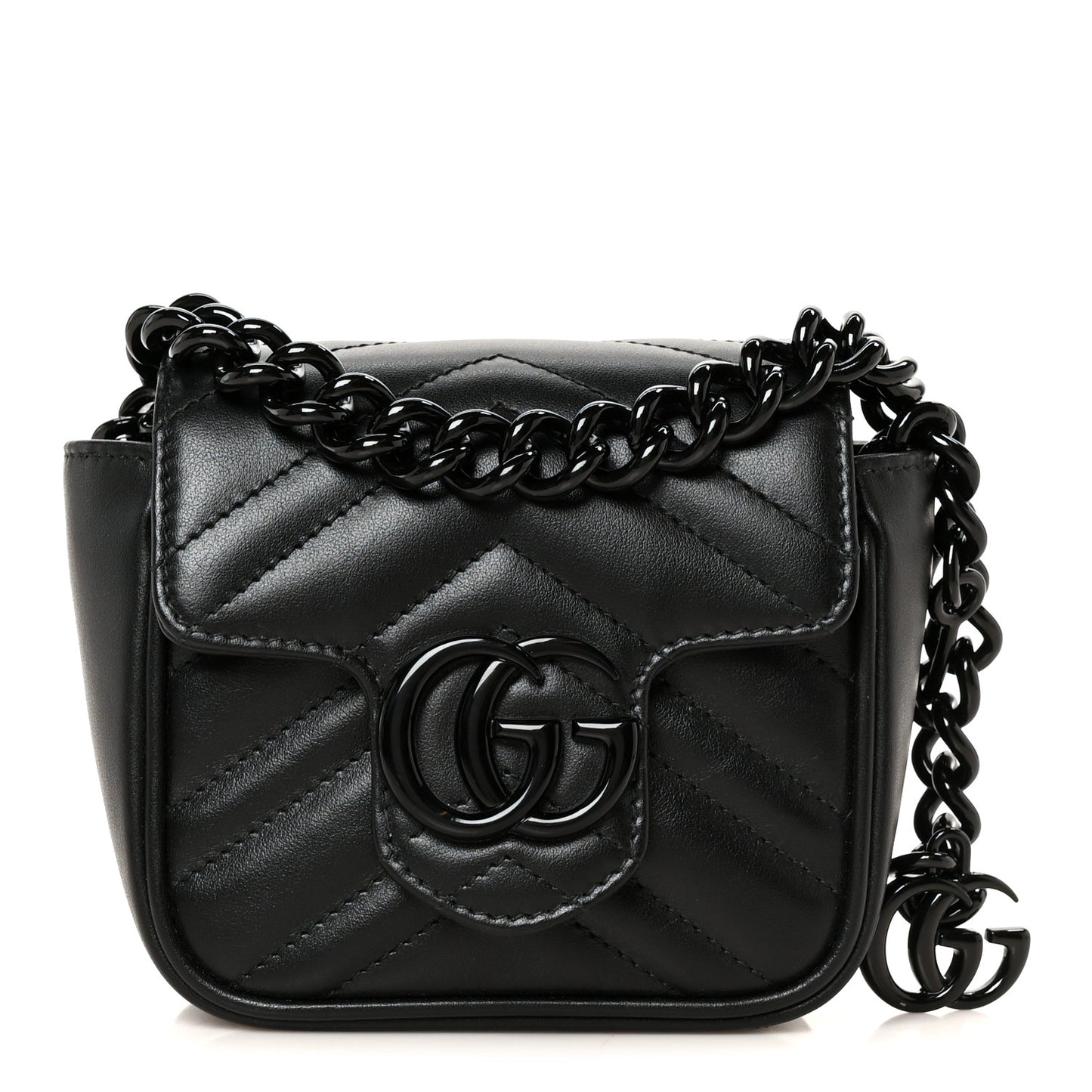 Calfskin Matelasse Monochrome GG Marmont Chain Belt Bag Black