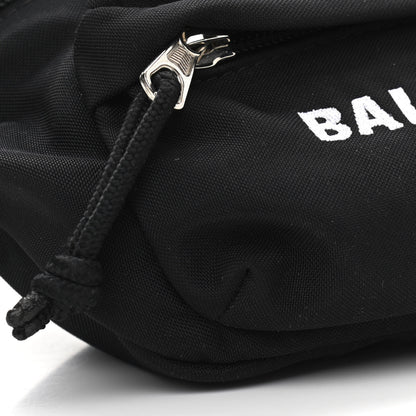 Balenciaga Sport Nylon Logo Embroidered Wheel Belt Bag Black White 9 of 11