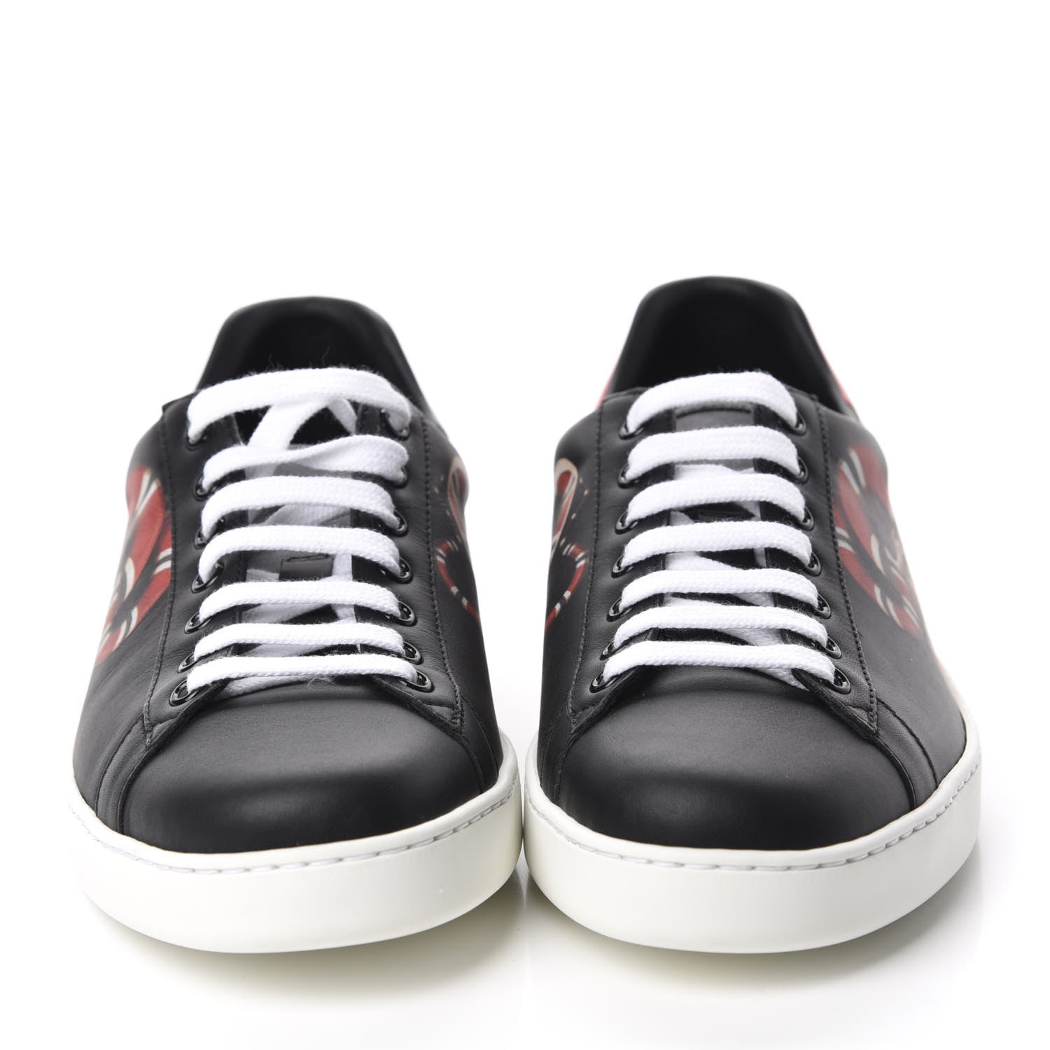 Gucci Calfskin Kingsnake Mens Ace Sneakers 9 Black Multicolor 2 of 10