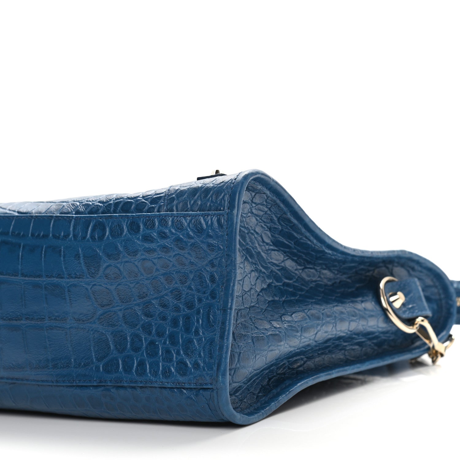 Balenciaga Calfskin Crocodile Embossed Classic Silver Hardware City Bleu Marine 10 of 11
