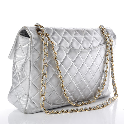 Chanel Metallic Lambskin Quilted Maxi Single Flap Silver 3 of 14