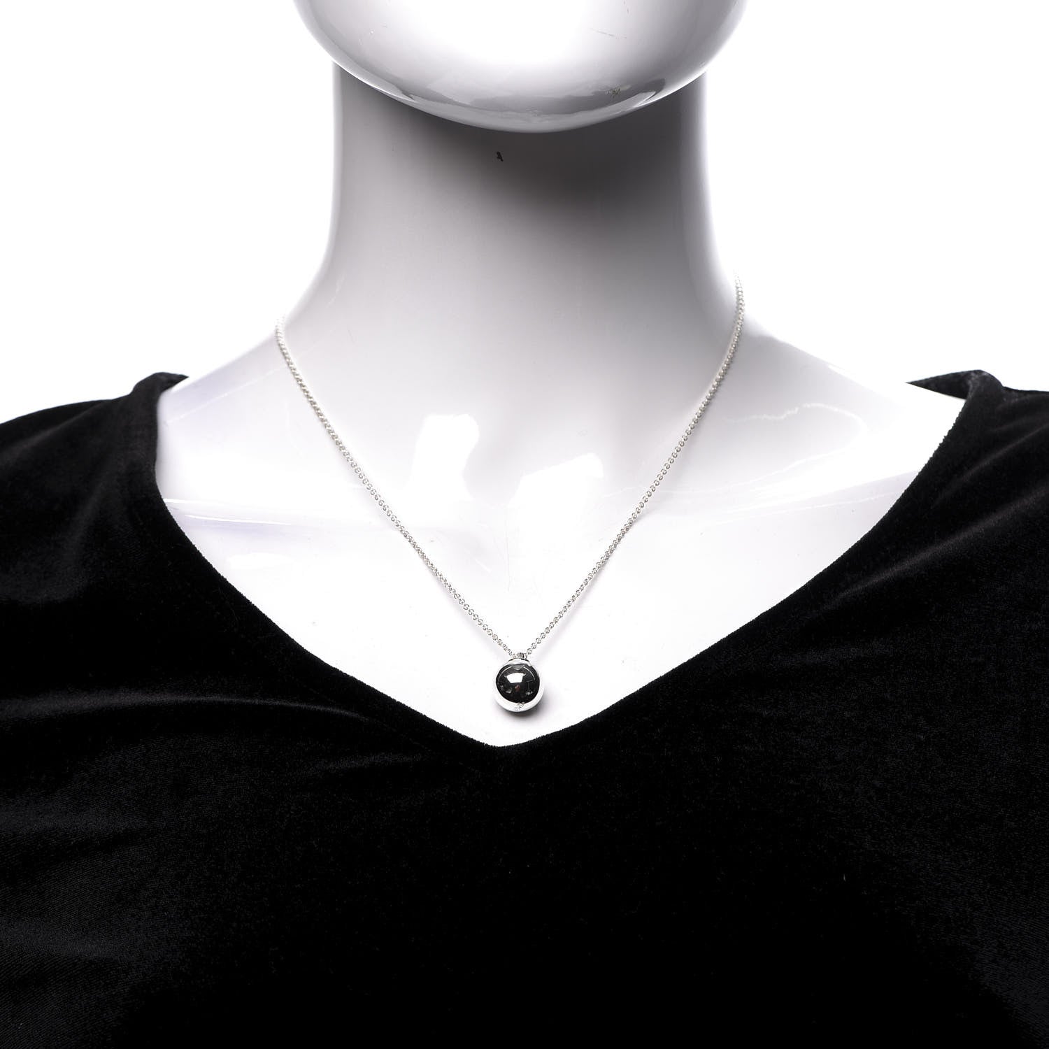 Tiffany Sterling Silver 12.75mm HardWear Ball Pendant Necklace 2 of 7