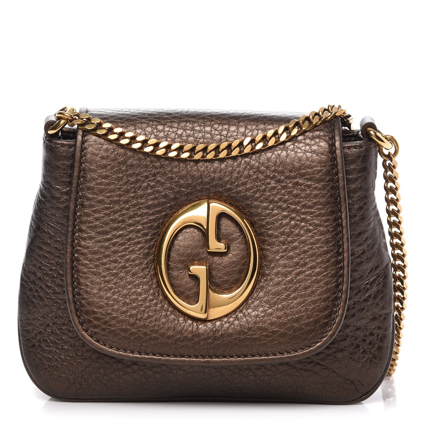 Metallic Pebbled Calfskin Small 1973 Chain Shoulder Bag Winter Leaf