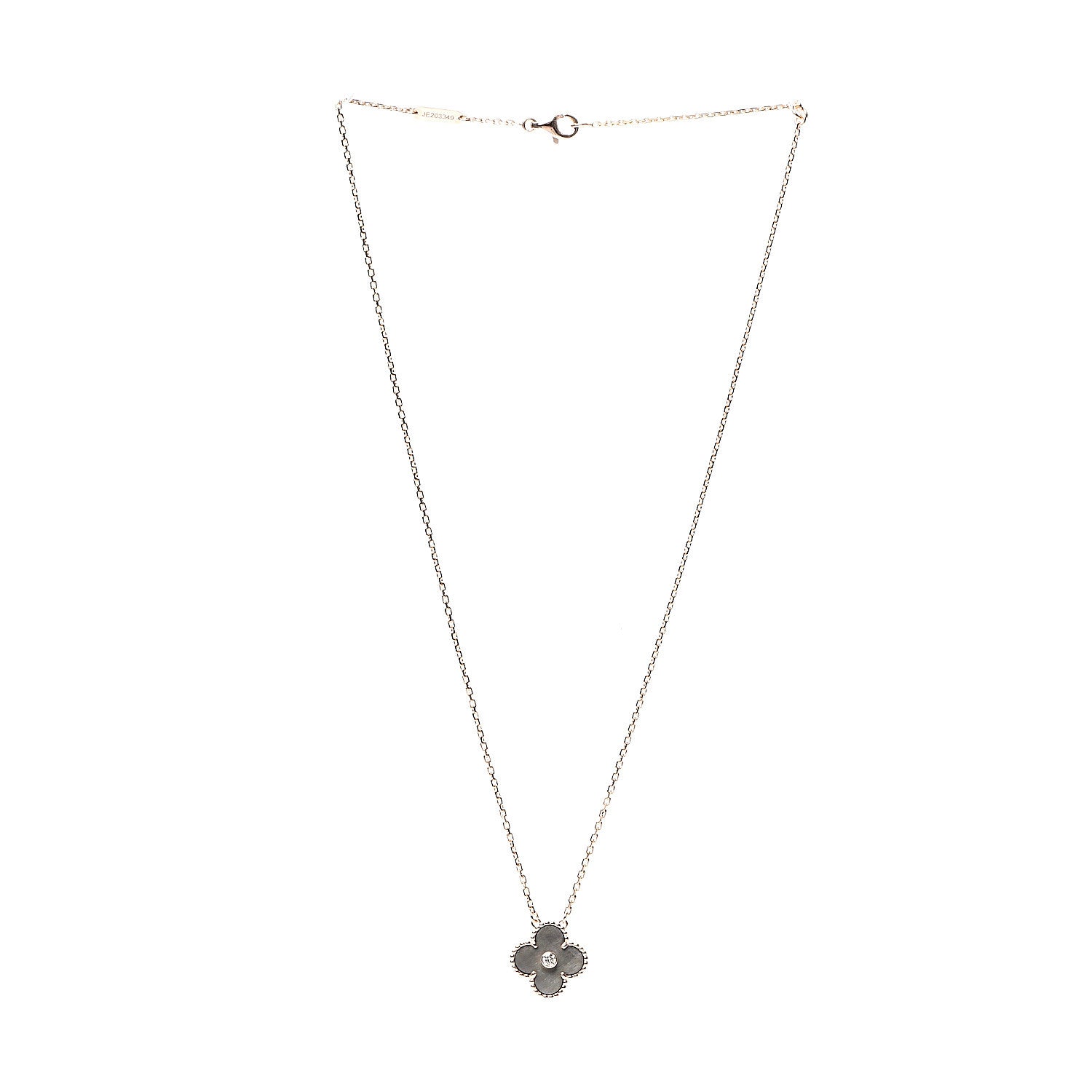 Van Cleef & Arpels 18K Rose Gold Diamond Grey Mother of Pearl Vintage Alhambra Pendant Necklace 2 of 7