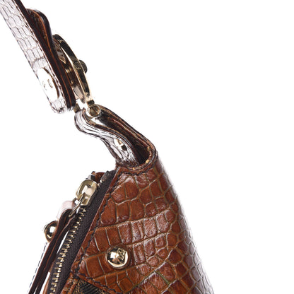 Fendi Zucca Calfskin Crocodile Embossed Chef Hobo Tobacco 12 of 15
