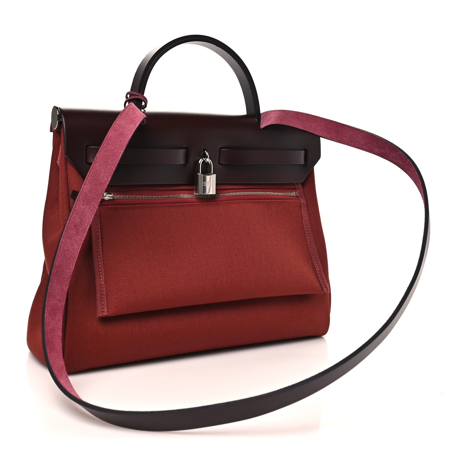 Hermes Military Toile Vache Hunter Herbag Zip Retourne 31 PM Rouge H Ebene 3 of 10