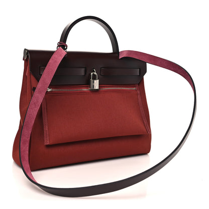 Hermes Military Toile Vache Hunter Herbag Zip Retourne 31 PM Rouge H Ebene 3 of 10