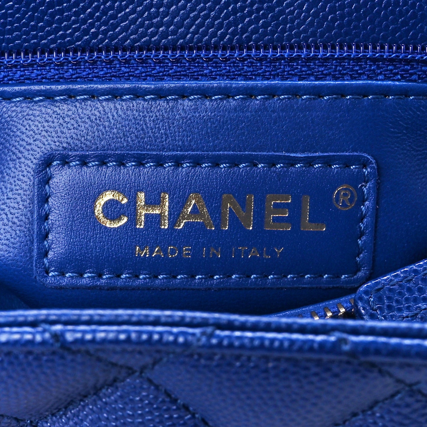 Caviar Quilted Small Coco Handle Flap Dark Blue