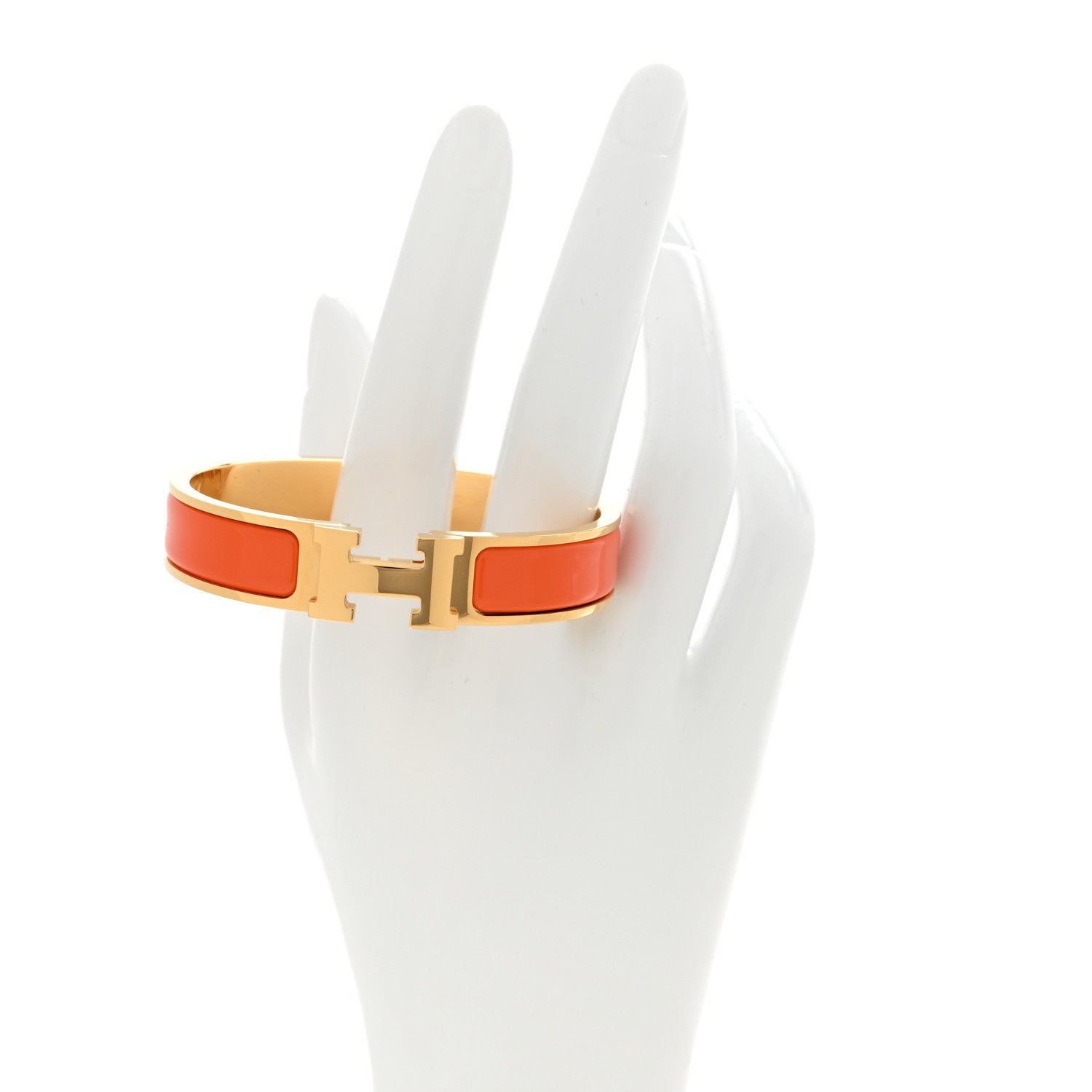 Hermes Enamel Narrow Clic Clac H Bracelet PM Orange 2 of 5