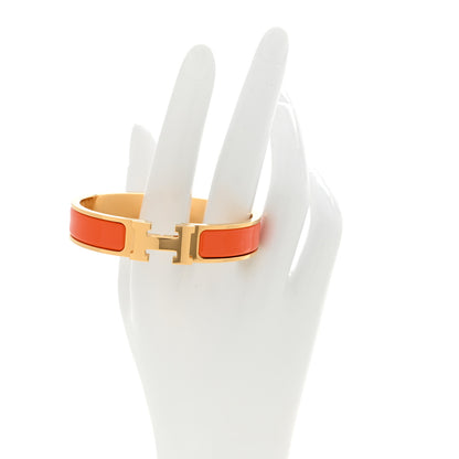 Hermes Enamel Narrow Clic Clac H Bracelet PM Orange 2 of 5
