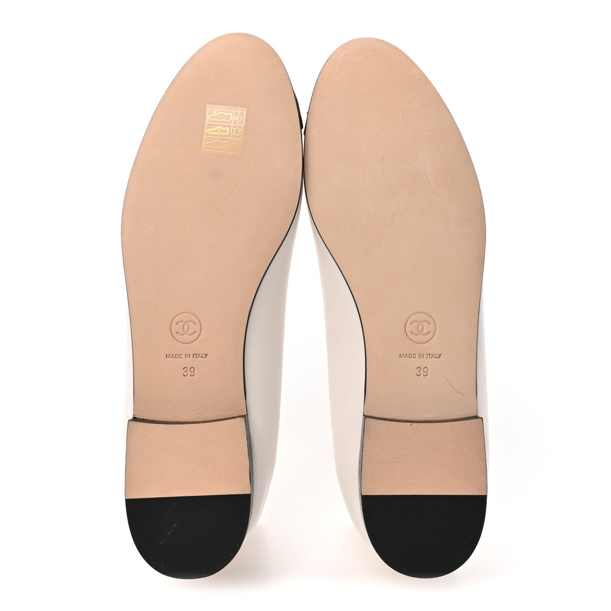 Lambskin Cap Toe CC Ballerina Flats 39 White Black