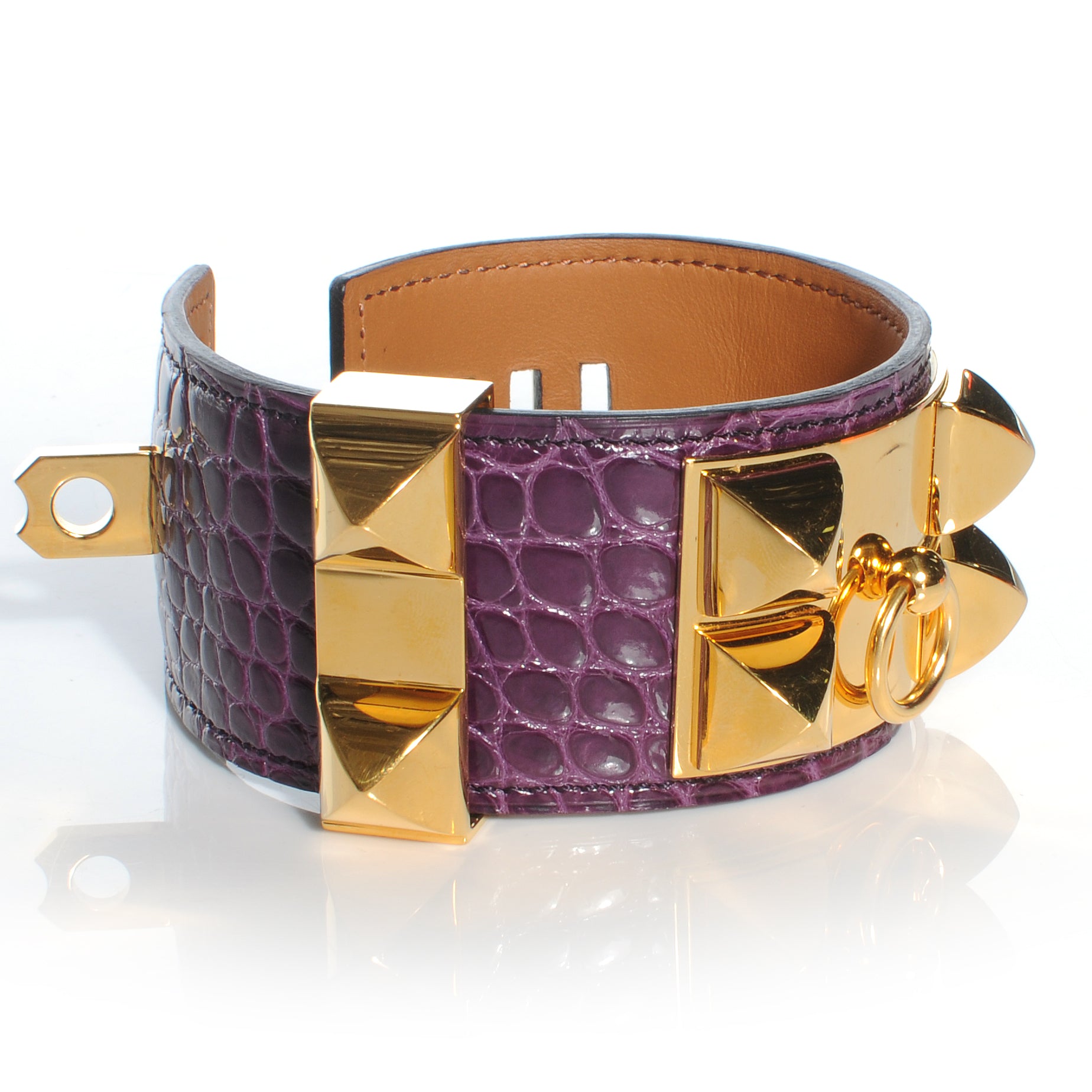 Hermes Alligator Collier De Chien CDC Bracelet Small Amethyst 4 of 7