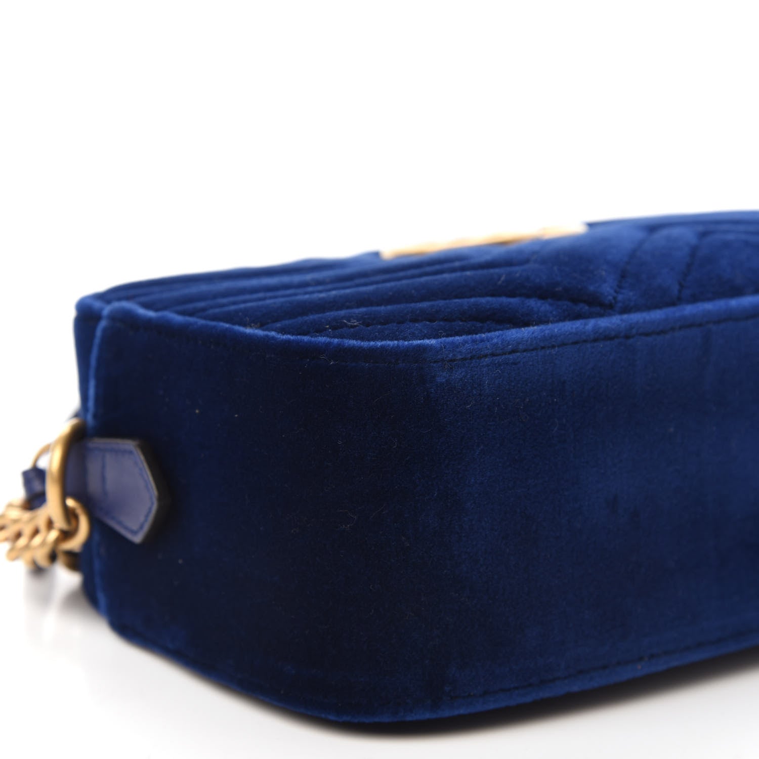 Gucci Velvet Matelasse Small GG Marmont Chain Shoulder Bag Cobalt 6 of 10