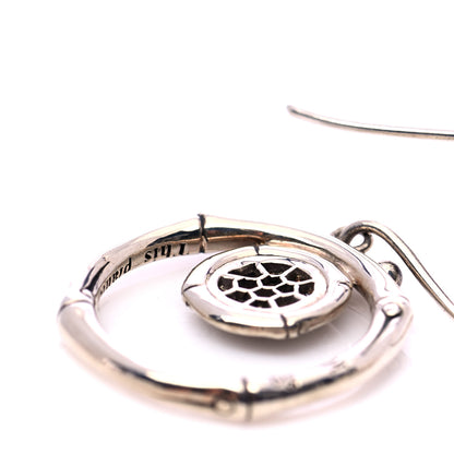 John Hardy Sterling Silver Black Sapphire Drop Hoop Earrings 5 of 7