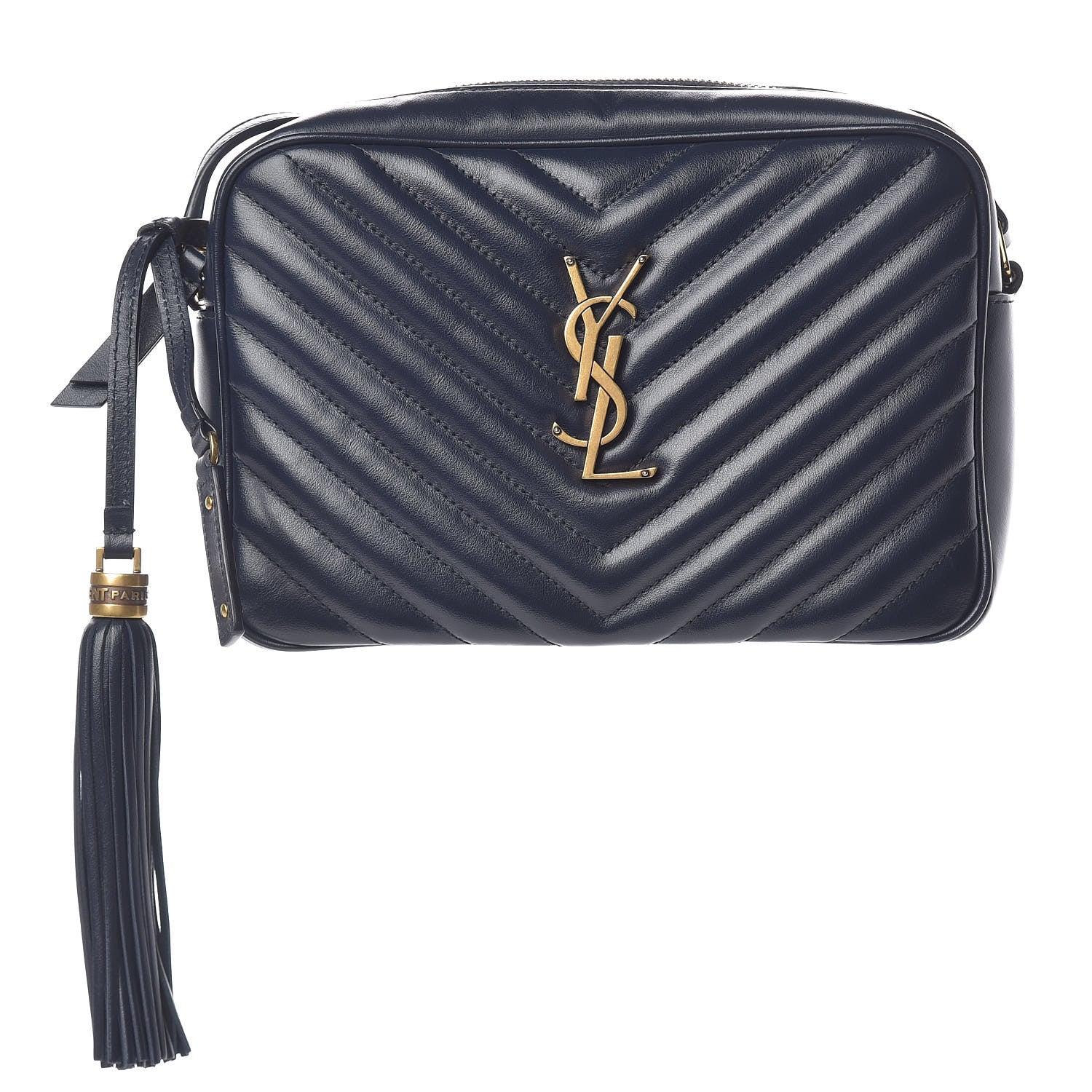 Saint Laurent Calfskin Matelasse Monogram Lou Camera Bag Navy 1 of 17