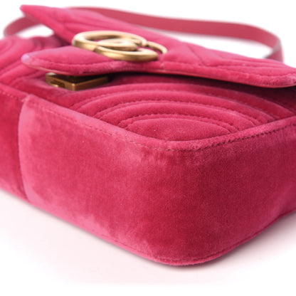 Gucci Velvet Matelasse Mini GG Marmont Shoulder Bag Light Raspberry Rose 8 of 11