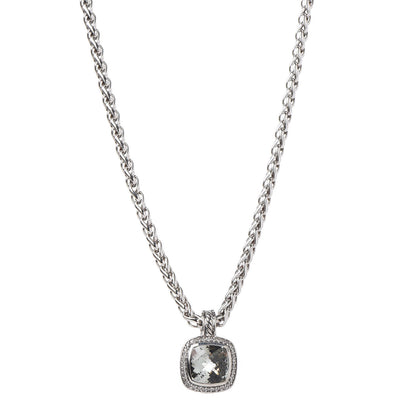 David Yurman Sterling Silver Diamond Prasiolite 11mm Albion Wheat Chain Pendant Necklace 1 of 6