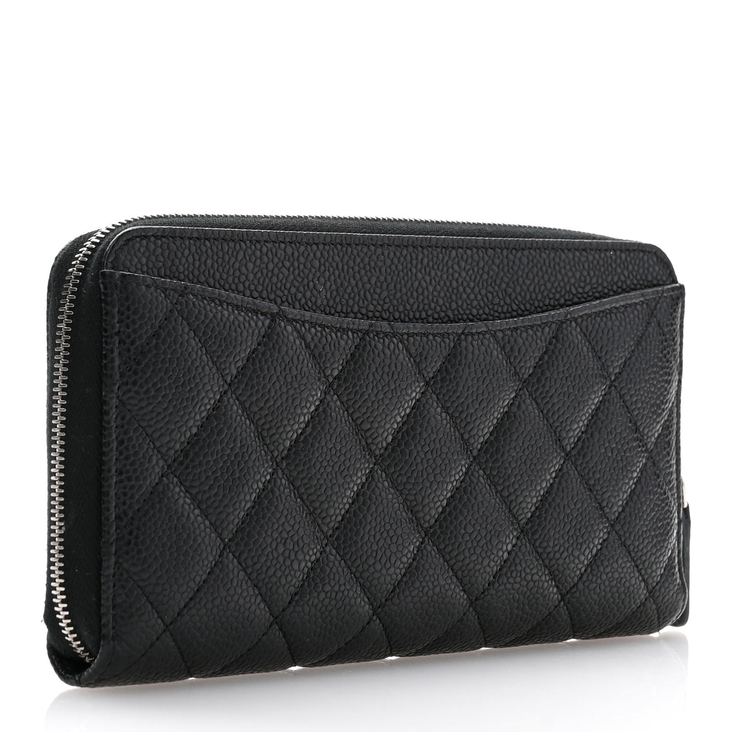 Caviar Quilted Large Gusset Zip Around Wallet Black