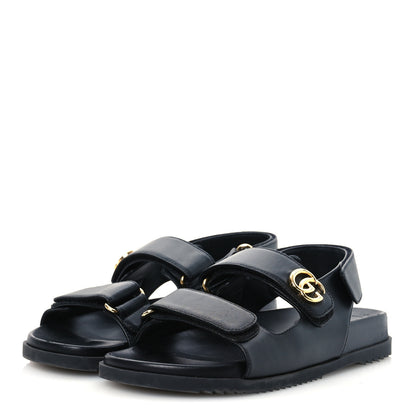 Gucci Calfskin Mini Double G Womens Isla Dad Sandals 37 Black 4 of 13