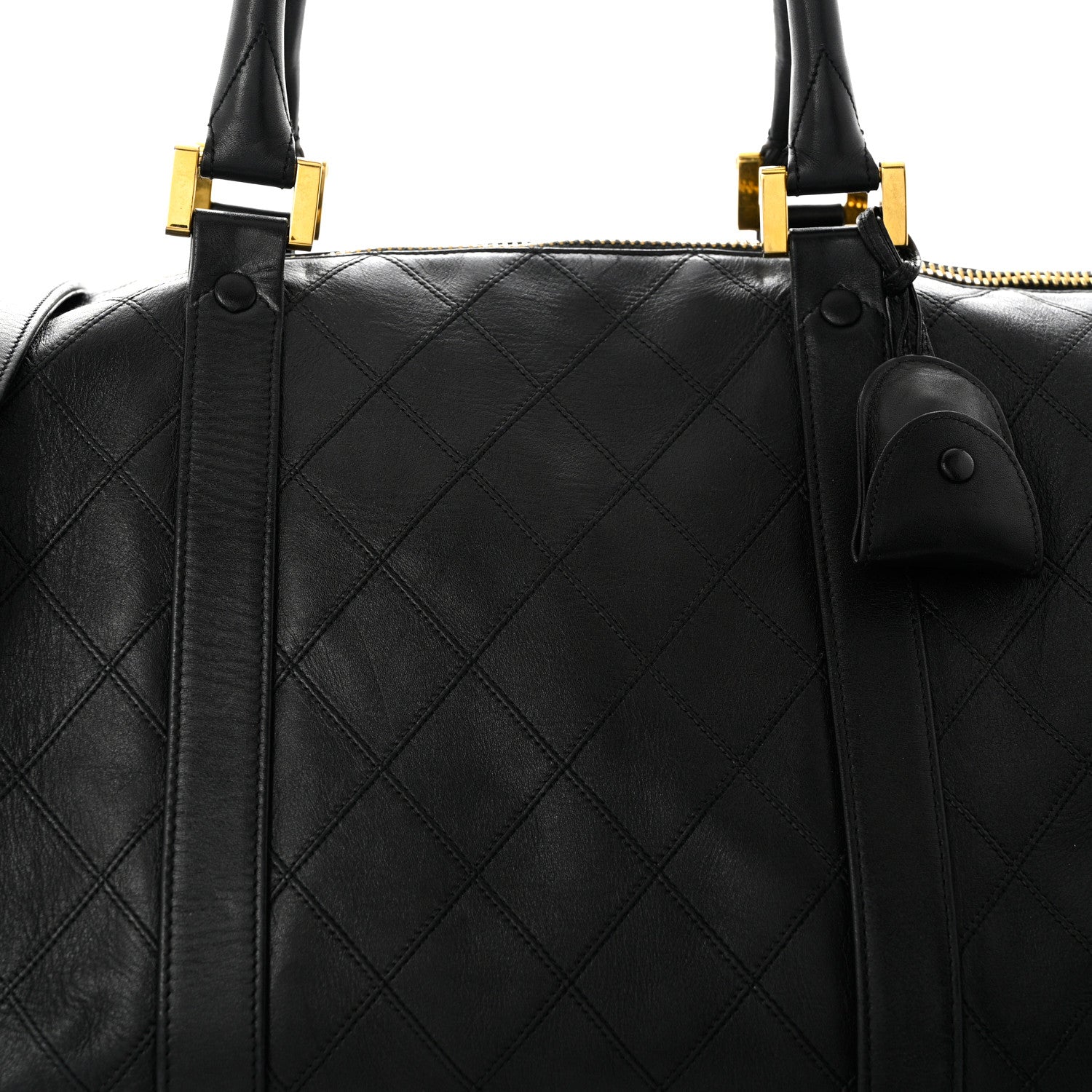 Chanel Calfskin Stitched Duffel Bag Black 7 of 12