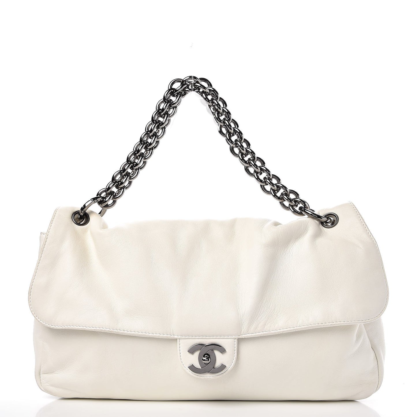 Lambskin Large Soft and Chain Flap White