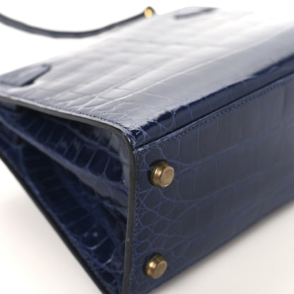 Hermes Shiny Crocodile Mini Kelly Sellier 20 Bleu Marine 11 of 19