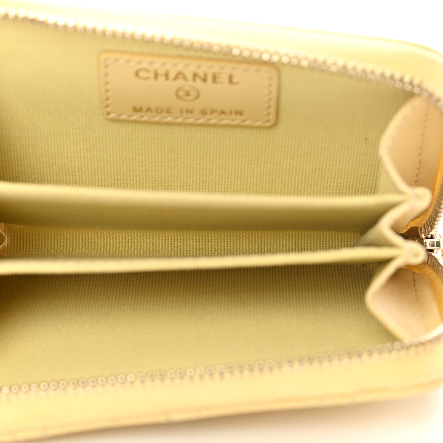 Chanel Caviar Quilted Zip Coin Purse Yellow 5 of 13