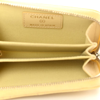 Chanel Caviar Quilted Zip Coin Purse Yellow 5 of 13