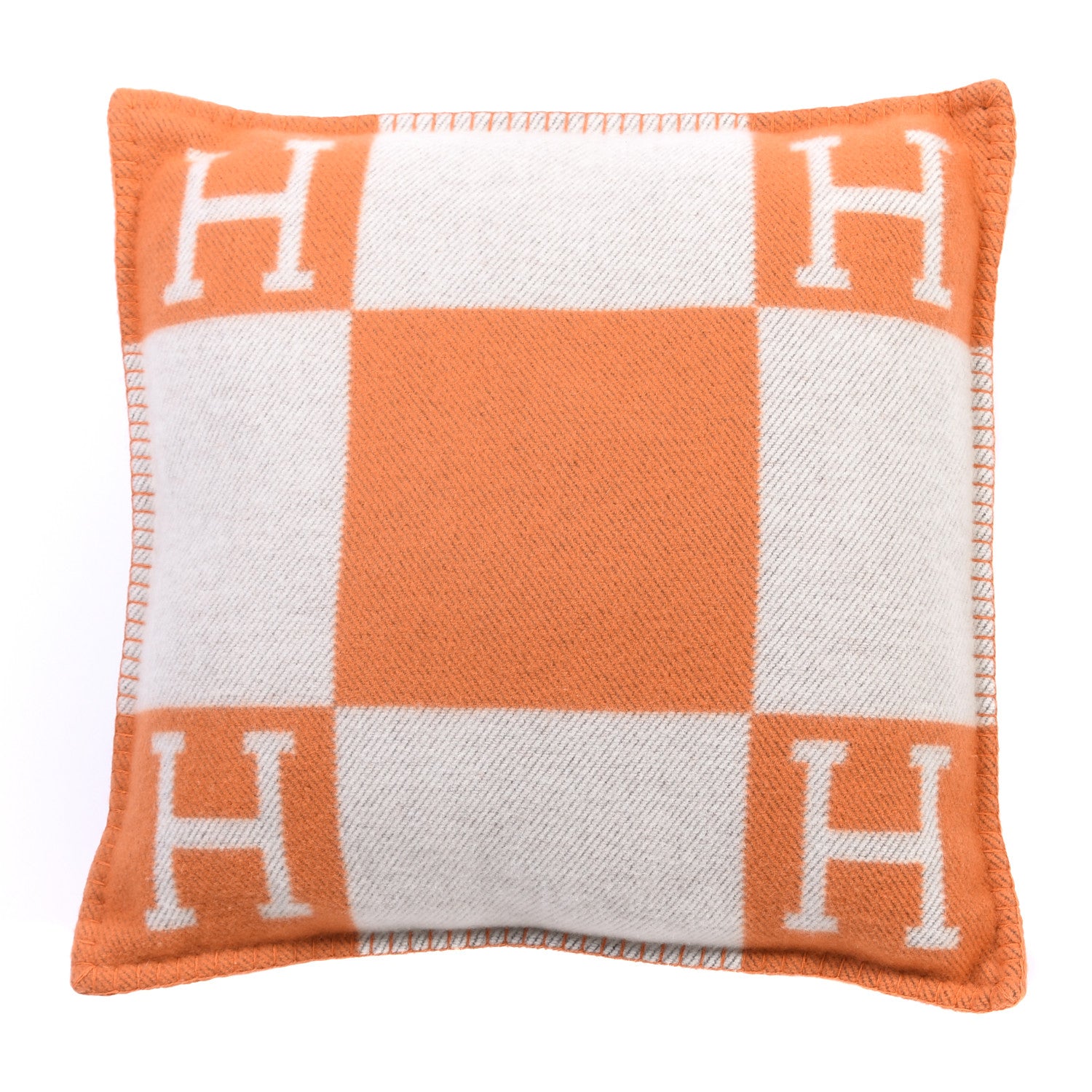 Hermes Wool Cashmere Avalon Pillow PM Ecru Potiron 1 of 3